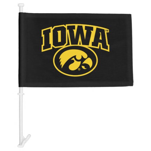Iowa Logotype with Hawkeye Car Flag