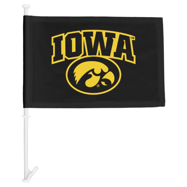 Iowa Logotype with Hawkeye Car Flag (Front)