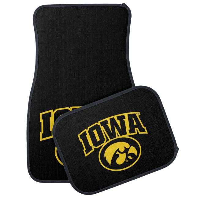 Iowa Logotype with Hawkeye Car Floor Mat (Set)