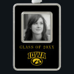 Iowa Logotype with Hawkeye Christmas Ornament<br><div class="desc">Check out these official UI products. All of these products are customizable so you can add your class year,  name,  or sport. Personalize your Iowa University merchandise on Zazzle.com!  You can find something here to show off your Hawkeye pride every day!</div>