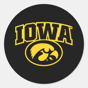 Iowa Logotype with Hawkeye Classic Round Sticker