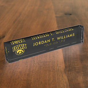 Iowa Logotype with Hawkeye Desk Name Plate