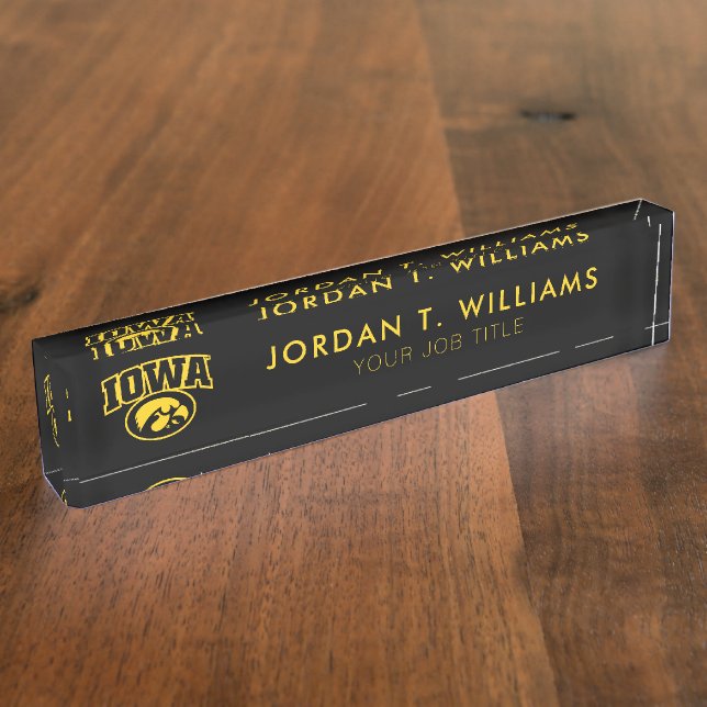 Iowa Logotype with Hawkeye Desk Name Plate (Side)
