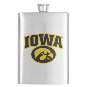 Iowa Logotype with Hawkeye Flask