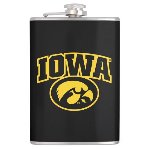 Iowa Logotype with Hawkeye Flask