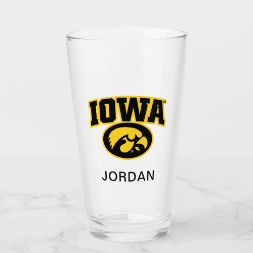 Iowa Logotype with Hawkeye Glass
