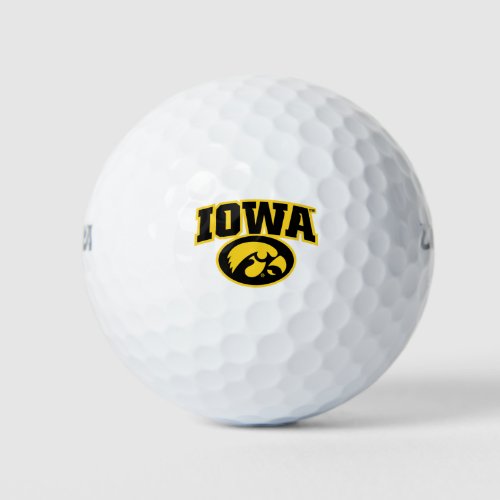 Iowa Logotype with Hawkeye Golf Balls