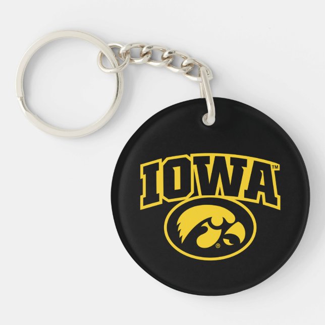 Iowa Logotype with Hawkeye Keychain (Front)