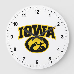 Iowa Logotype with Hawkeye Large Clock