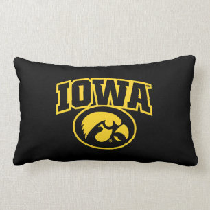 Iowa Logotype with Hawkeye Lumbar Pillow
