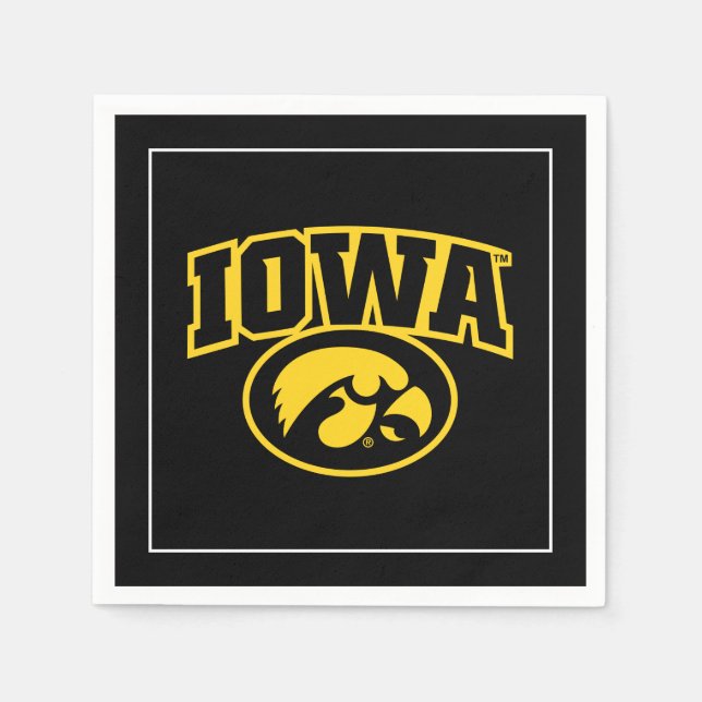 Iowa Logotype with Hawkeye Napkins (Front)
