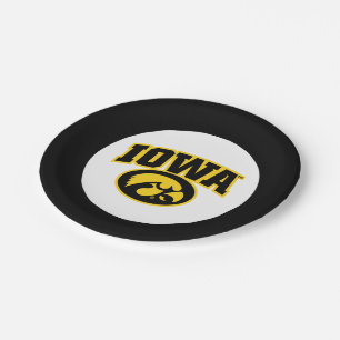 Iowa Logotype with Hawkeye Paper Plates