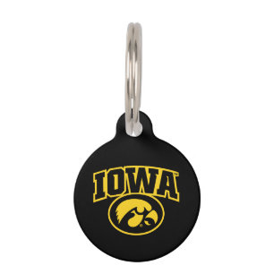 Iowa Logotype with Hawkeye Pet ID Tag