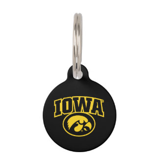 Iowa Logotype with Hawkeye Pet ID Tag