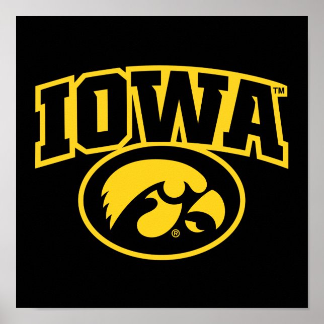 Iowa Logotype with Hawkeye Poster (Front)