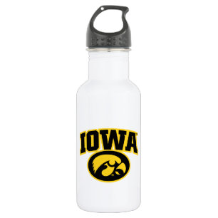 Iowa Logotype with Hawkeye Stainless Steel Water Bottle