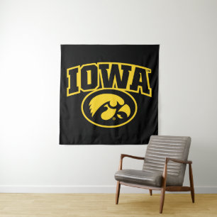 Iowa Logotype with Hawkeye Tapestry