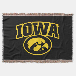 Iowa Logotype with Hawkeye Throw Blanket