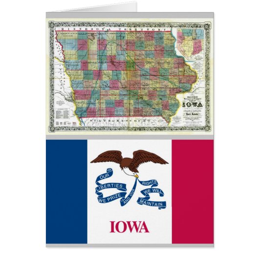 Iowa Map and State Flag (Front)