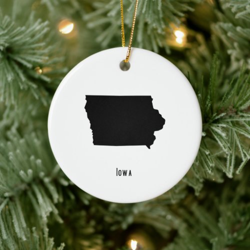 Iowa Map _ Black and White Modern Iowa Map Ceramic Ornament