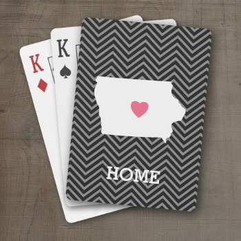 Iowa Map Home State Love With Custom Heart Playing Cards by MyGiftShop at Zazzle