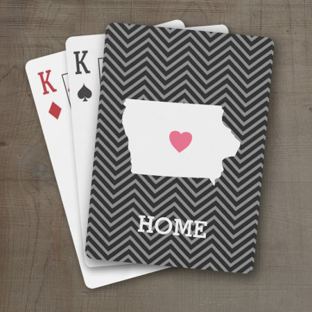 Iowa Map Home State Love With Custom Heart Playing Cards