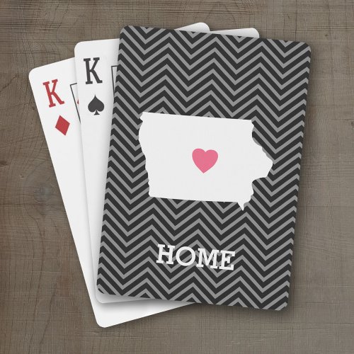 Iowa Map Home State Love with Custom Heart Poker Cards