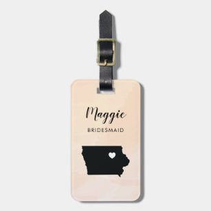 Iowa Map Luggage Tag, Wedding Party Welcome Luggage Tag