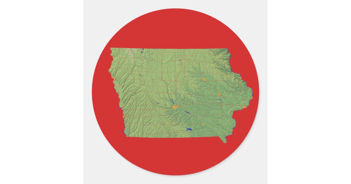 Iowa Flag Map Sticker Iowa Map Sticker | Zazzle