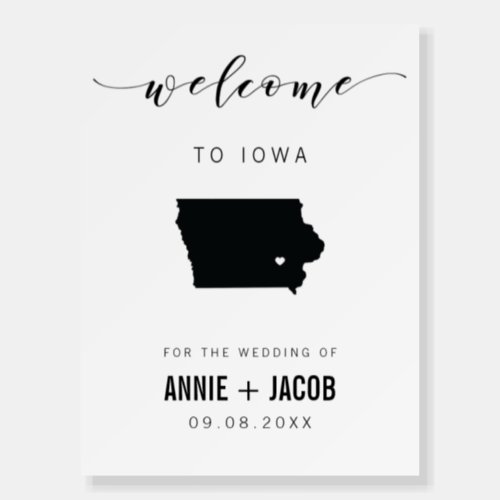 Iowa Map Wedding Welcome Sign  Foam Board
