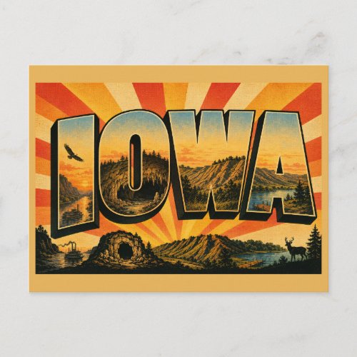Iowa Mississippi Bluffs Caves Loess Hills Art Postcard
