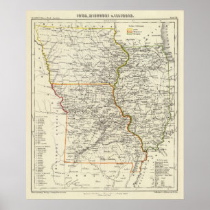 Iowa, Missouri, and Illinois Poster