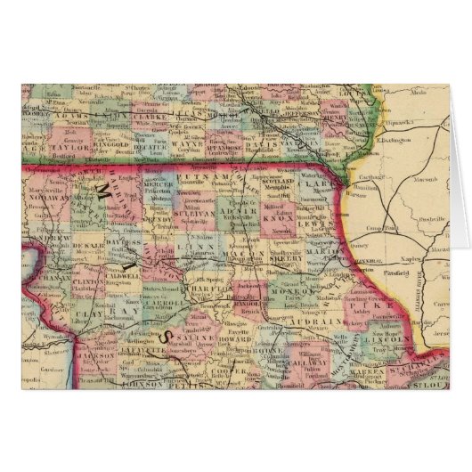 Iowa, Missouri Map by Mitchell Cards (Front Horizontal)