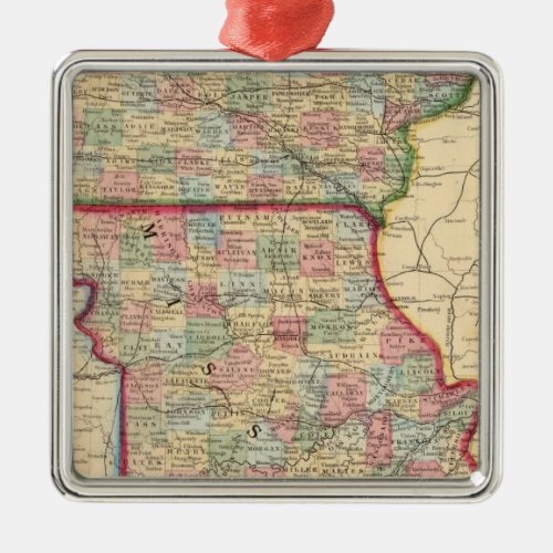 Iowa Missouri Map by Mitchell Metal Ornament