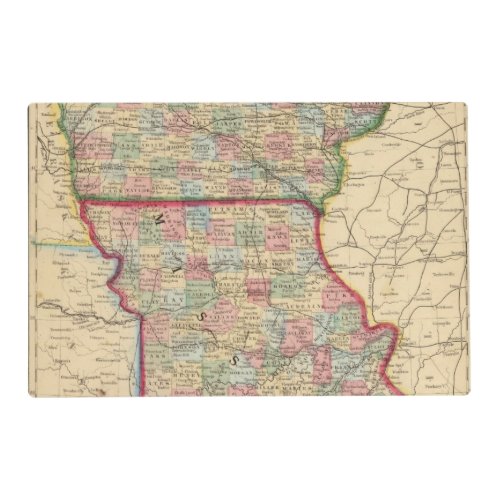 Iowa Missouri Map by Mitchell Placemat