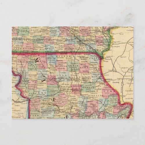 Iowa Missouri Map by Mitchell Postcard