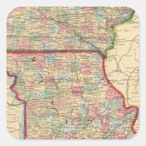 Iowa Missouri Map by Mitchell Square Sticker