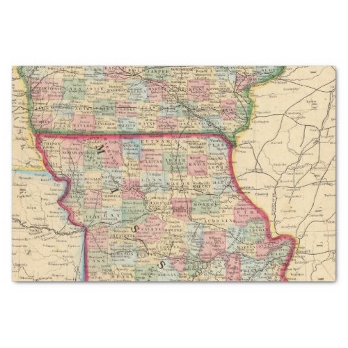 Iowa Missouri Map by Mitchell Tissue Paper