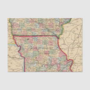 Iowa, Missouri Map by Mitchell Tissue Paper