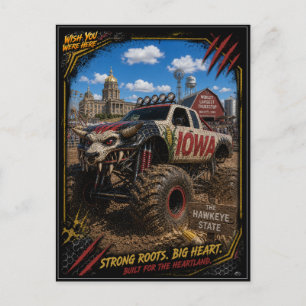 Iowa Monster Truck Off Road Art Postcard