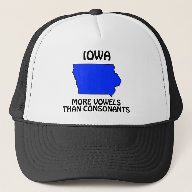Iowa - More Vowels Than Consonants Trucker Hat (Front)