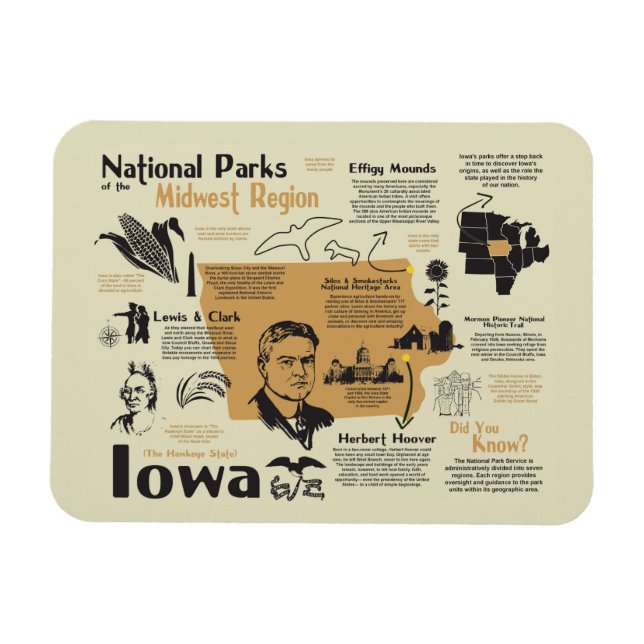 Iowa National Parks Map Magnet (Horizontal)