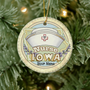 Iowa Nurse Ceramic Ornament