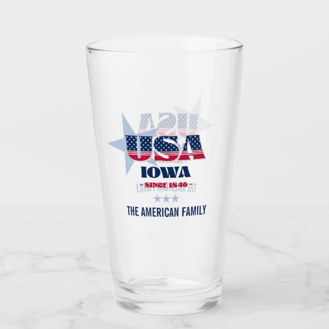 Iowa Patriotic Pride Personalized Glass (Front)