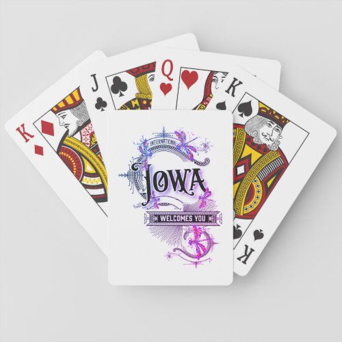 Iowa Playing Cards Vintage Illustration