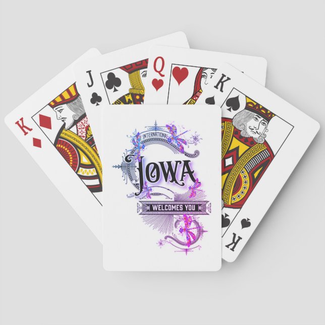Iowa Playing Cards Vintage Illustration (Back)
