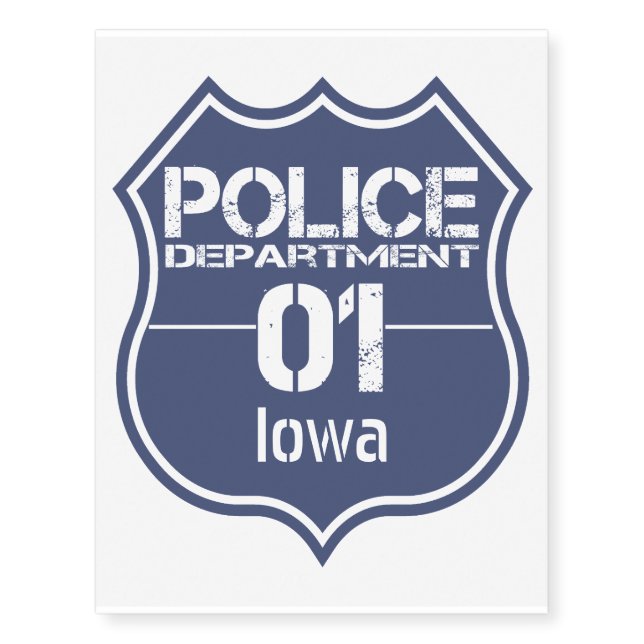 Iowa Police Department Shield 01 Temporary Tattoos (Front)