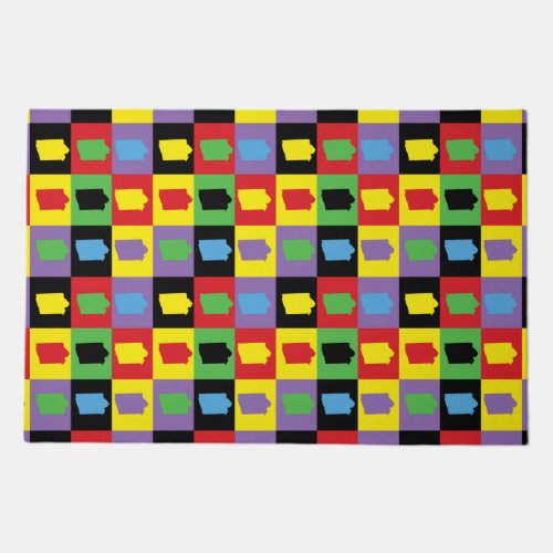 Iowa Pop Art Retro Colorful Pattern Doormat