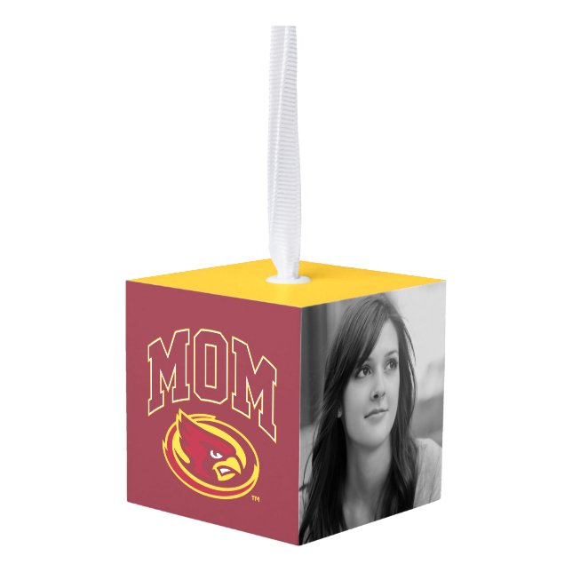 Iowa Proud Mom Cube Ornament (Back Angled)