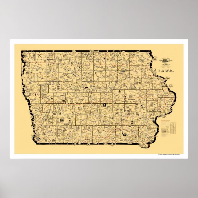 Iowa Railroad Map 1897 Poster (Front)